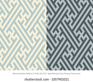 Retro Seamless Background 2 Color Set Spiral Vortex Cross Tracery Frame Line