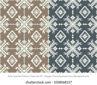 Retro Seamless Background 2 Color Set Polygon Check Geometry Cross Aboriginal Frame