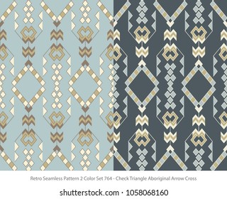 Retro Seamless Background 2 Color Set Check Triangle Aboriginal Arrow Cross