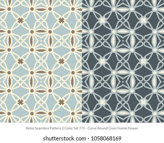 Retro Seamless Background 2 Color Set Curve Round Cross Frame Flower