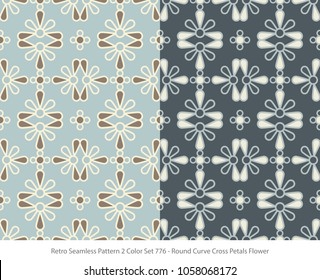Retro Seamless Background 2 Color Set Round Curve Cross Petals Flower