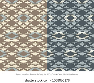Retro Seamless Background 2 Color Set Check Cross Stitch Line Frame
