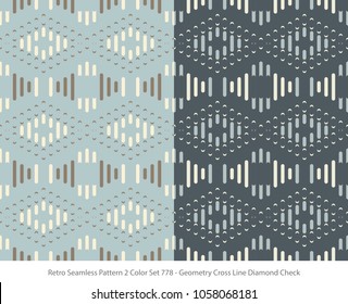 Retro Seamless Background 2 Color Set Geometry Cross Line Diamond Check