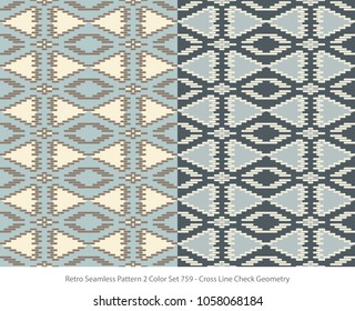 Retro Seamless Background 2 Color Set Cross Line Check Geometry