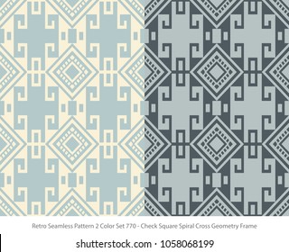 Retro Seamless Background 2 Color Set Check Square Spiral Cross Geometry Frame
