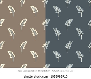 Retro Seamless Background 2 Color Set Nature Garden Plant Leaf