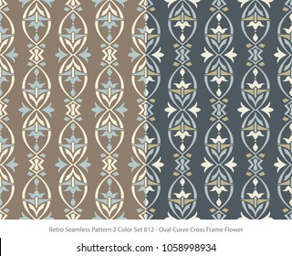 Retro Seamless Background 2 Color Set Oval Curve Cross Frame Flower