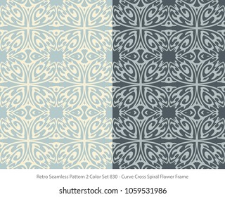 Retro Seamless Background 2 Color Set Curve Cross Spiral Flower Frame