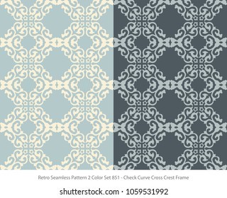 Retro Seamless Background 2 Color Set Check Curve Cross Crest Frame