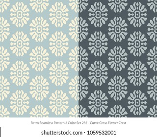 Retro Seamless Background 2 Color Set Curve Cross Flower Crest