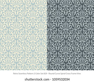 Retro Seamless Background 2 Color Set Round Curve Spiral Cross Frame Vine