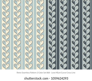 Retro Seamless Background 2 Color Set Love HEart Curve Cross Line