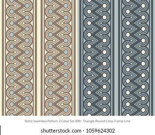 Retro Seamless Background 2 Color Set Triangle Round Cross Frame Line