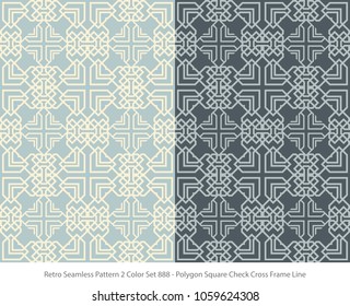Retro Seamless Background 2 Color Set Polygon Square Check Cross Frame Line
