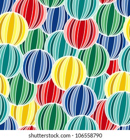 Retro seamless background with multicolor vivid balls