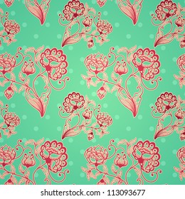 Retro seamless background with stylized flowers