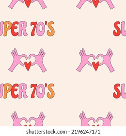 Retro seamless background super 70s. Groovy retro seamless pattern. Groovy nostalgic seamless background for textile