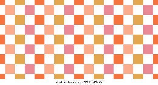 Retro seamless banner with colorful checkerboard