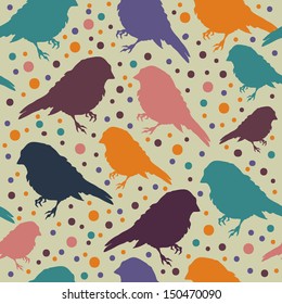 Retro seamless with birds                                    
