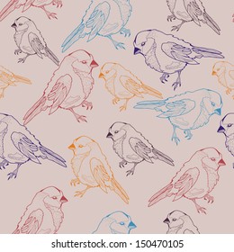 Retro seamless with birds                                    