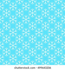 Retro Seamless Blue Winter Background with Snowflakes