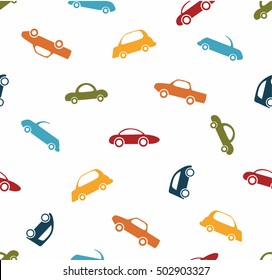 Retro seamless car pattern.Colorful kids background. 