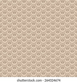 Retro seamless classics pattern heart shape in blue and gold brown color