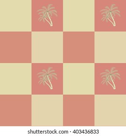 Retro seamless coconut palm trees pattern background.