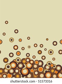 Retro seamless coffee-coloured abstract horizontal texture with circles