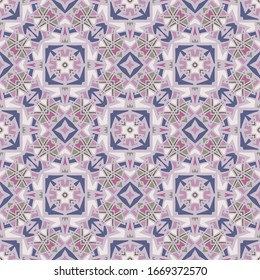 Retro seamless colorful pattern in violet for design and backgrounds. Kaleidoscopic orient popular style. 