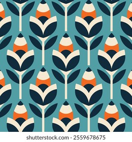 Retro Seamless Damask Surface Scandinavian Pattern Wallpaper Background