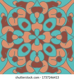 Retro motif de tuiles florales sans soudure. Joli ornement ancien avec contour de lignes. Motifs floraux motifs créatifs motif transparent. Impression de tapis. Fond créatif.