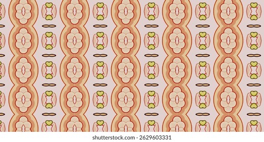 Retro Seamless Floral Pattern in Pastel Peach and Olive Tones
