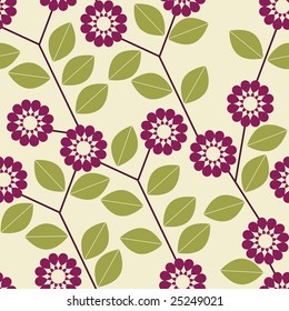 Retro seamless flower pattern in beautiful fashion colors