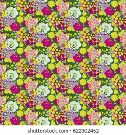 Retro Seamless geometric abstract flowers vector pattern. Liberty style full repeat surface design background for textile, fabric, wallpaper, print or web.