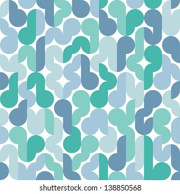 Retro seamless geometric pattern in blue, green and turquoise colors
