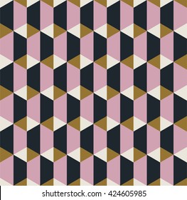 Retro seamless geometric pattern with hexagons