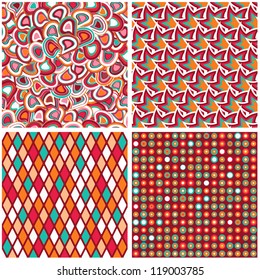 Retro Seamless Geometric Pattern Set. Rhomb and Dot Background