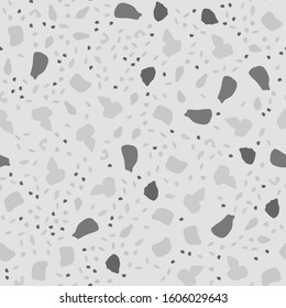 Retro seamless gray terazzo pattern for fabric design. Vintage retro style. Fashion print design texture. Color geometric pattern. Seamless vector background.