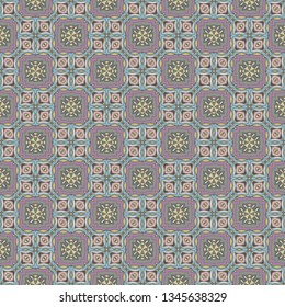 Retro seamless illustrated pattern made of abstract elements in gray.
