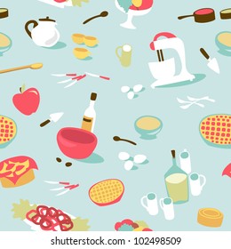 Retro seamless kitchen pattern. vector illustration