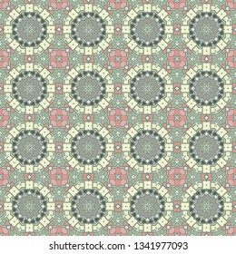 Retro seamless mandala pattern, fabric repeating texture.