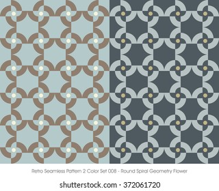 Retro Seamless Pattern 2 Color Set_008 Round Spiral Geometry Flo