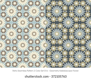 Retro Seamless Pattern 2 Color Set_016 Geometry Kaleidoscope Flo