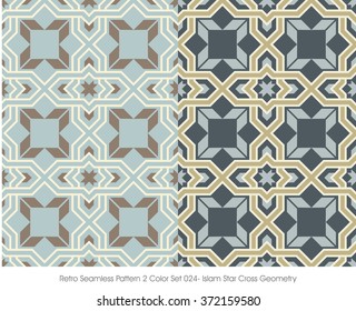 Retro Seamless Pattern 2 Color Set_024 Islam Star Cross Geometry