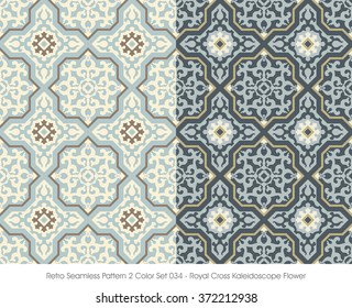 Retro Seamless Pattern 2 Color Set_034 Royal Cross Kaleidoscope 