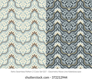 Retro Seamless Pattern 2 Color Set_037 Geometry Wave Line Kaleid