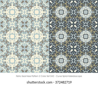 Retro Seamless Pattern 2 Color Set_042 Curve Spiral Kaleidoscope
