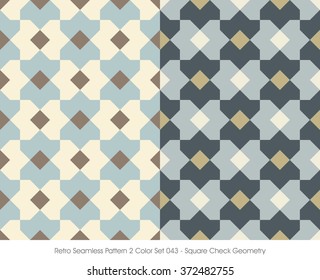 Retro Seamless Pattern 2 Color Set_043 Square Check Geometry