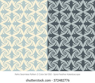 Retro Seamless Pattern 2 Color Set_050 Spiral Feather Kaleidosco